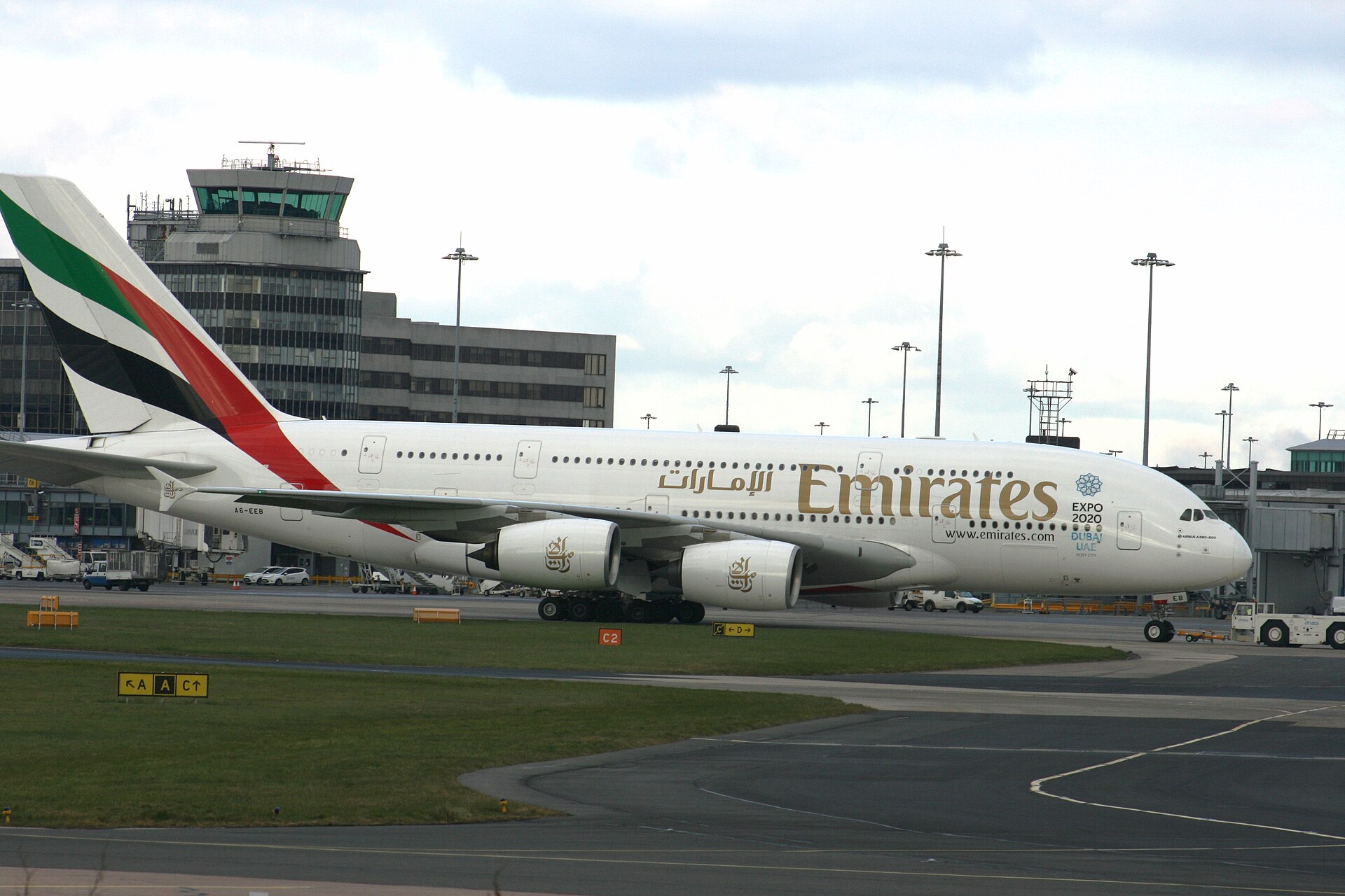 Emirates A380 (A6-EEB) @ MAN, Feb 2016.